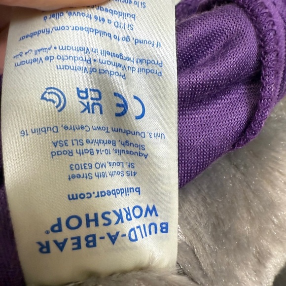 Build-A-Bear Gray Wolf Wiley Purple Outfit Orange Accents - Picture 6 of 8